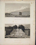 Original Old Antique Print Place Louis Seize Cascade St Cloud France