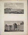 Original Old Antique Print Louvre Palais L'Institut Tuileries Jardin France