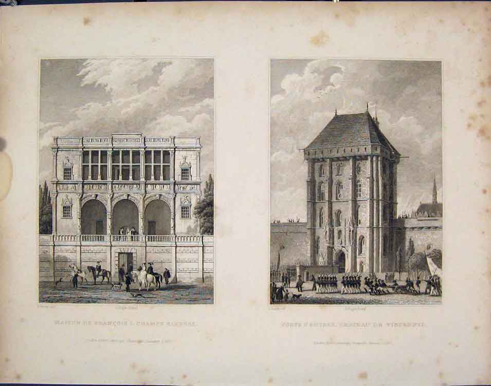 Original Old Antique Print Maison Francois Champs Elysees Porte Vincennes France