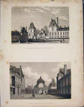 Original Old Antique Print Fontainebleau Cuisines Honneure France C1852 19th