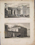 Original Old Antique Print Chamber Deputies Court Yard Banque France