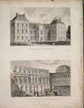 Original Old Antique Print Palace Luxembourge Duke Orleans France C1852 19th