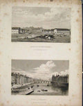 Original Old Antique Print Abattoir Montmarte Pont Chance Fance C1852 Victorian