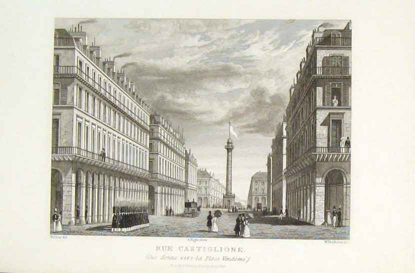 Original Old Antique Print Porte Caillou Palais Bordeaux Palace Allom France