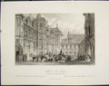 Original Old Antique Print Hotel Ville Bourges Jacques Caeur France Allom