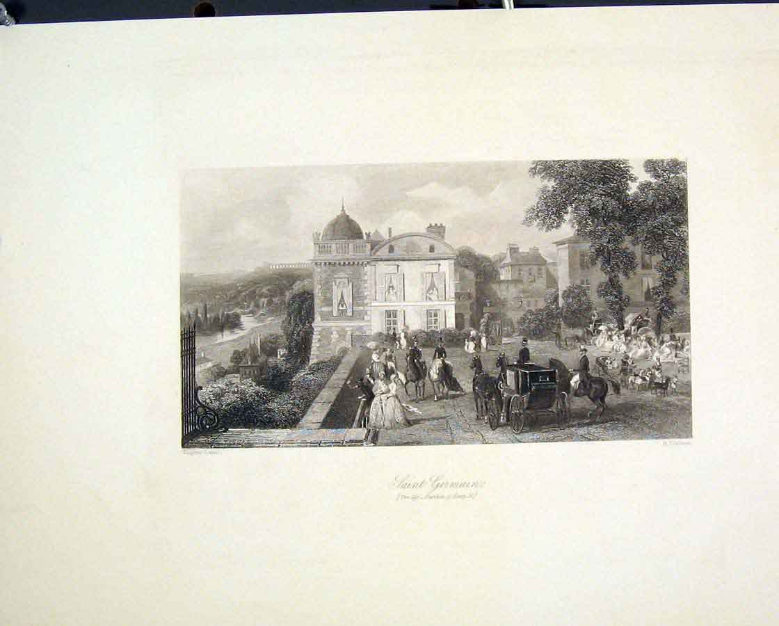 Original Old Antique Print Saint Germain Caf?” France Fine Art C1852 Victorian