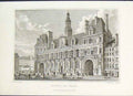 Original Old Antique Print Hotel Ville Pugin France Fine Art