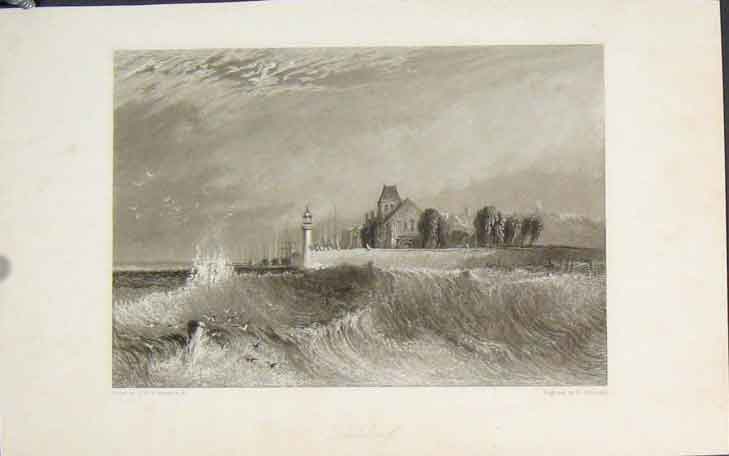 Original Old Antique Print Luillebaeuf Turner France Fine Art