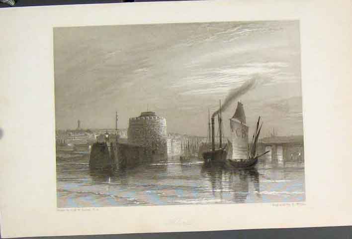 Original Old Antique Print Havrer France Turner Fine Art C1852 19th