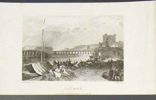 Original Old Antique Print Saumer France Fine Art C1852 Kirk 19th