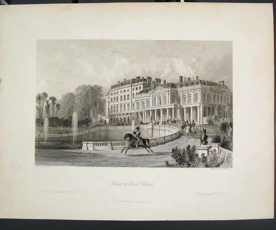 Original Old Antique Print Palace Sian Cloud Allom France Fine Art