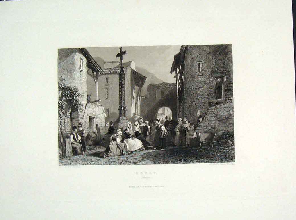 Original Old Antique Print Royat France Harding Fine Art C1852 19th