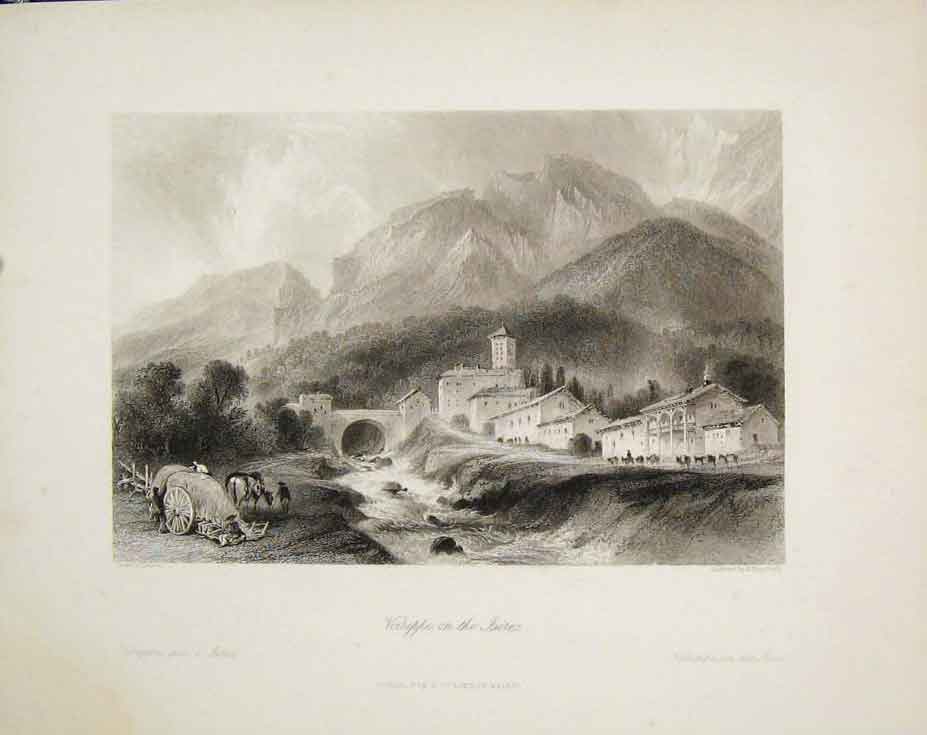 Original Old Antique Print Voireppe Isere Allom France Fine Art
