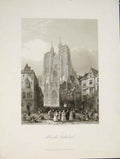 Original Old Antique Print Abbeville Cathedral France Payne Fine Art