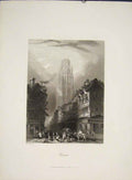 Original Old Antique Print Rouen Bibby Fine Art C1852 France 19th