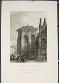 Original Old Antique Print Church Jacques Dieppe France Roberts