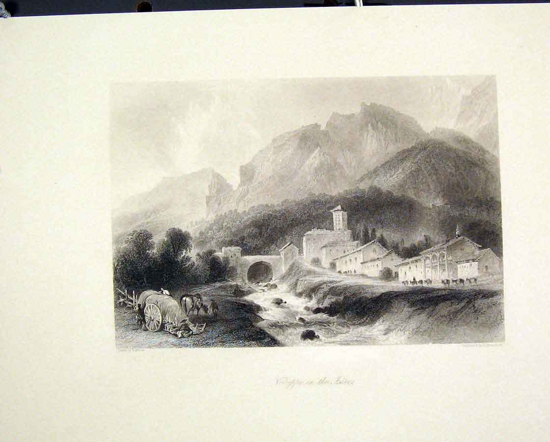 Original Old Antique Print Voireppe Iserel France Fine Art C1852 19th