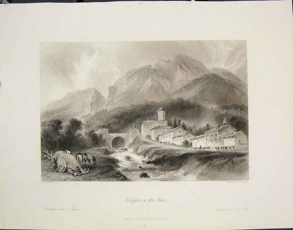 Original Old Antique Print Voireppe Isere Allom Francefine Art