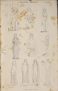 Original Old Antique Print Sculpture Egyptian Hindu Persian Greek Etruscan C1837