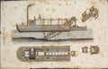 Original Old Antique Print Dredgin Machine Ship Boat Appliances Fine Art 1837