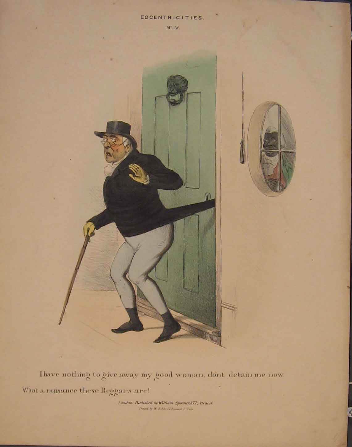 Original Old Antique Print Hand Colored Eccenticities Iv Humor Art