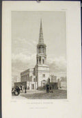 Original Old Antique Print St George'S Church Pyne Fine Art C1832 19th Century