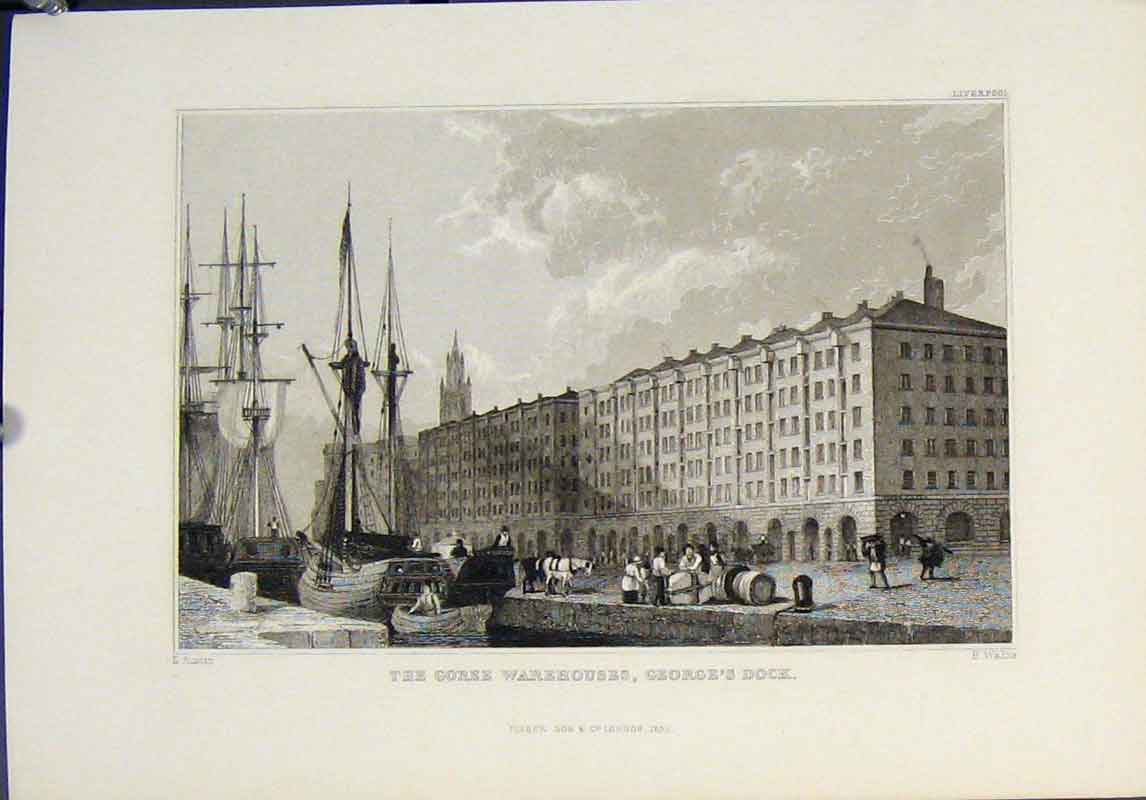 Original Old Antique Print Goree Warehouses George'S Dock Austin