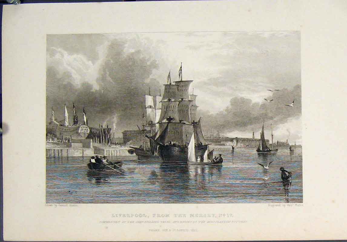 Original Old Antique Print Liverpool Mersey Austin Fine Art