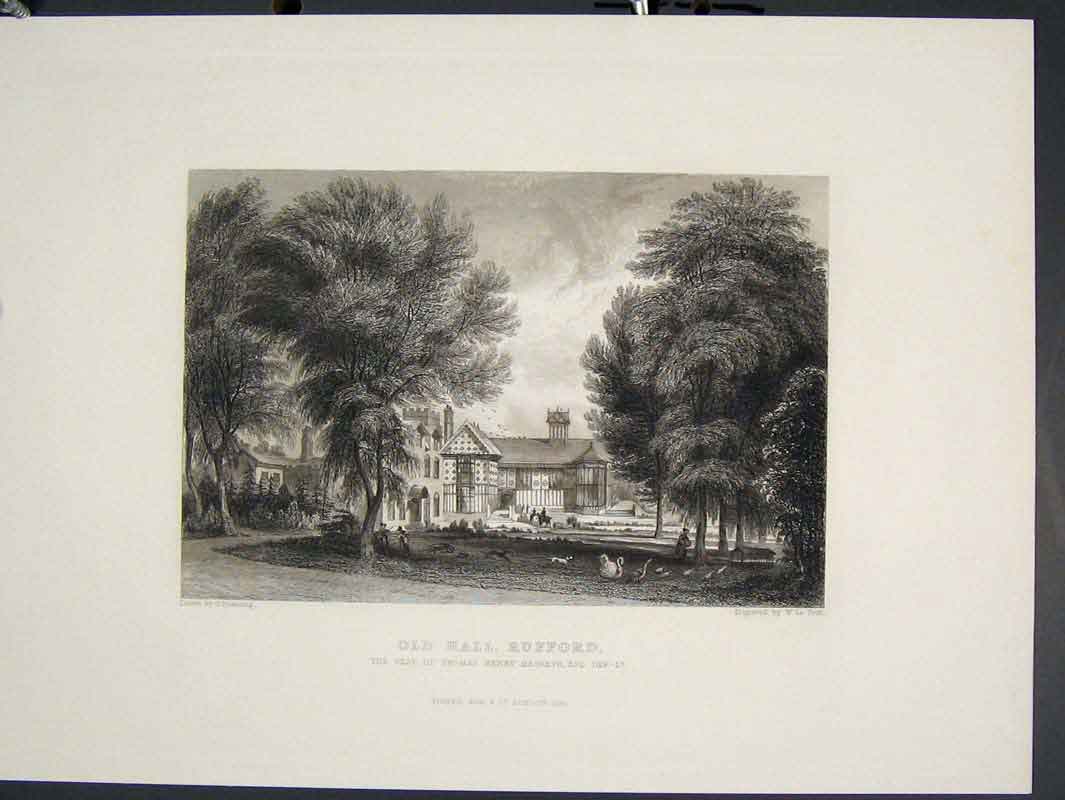 Original Old Antique Print Hall Ruifford Thomas Henry Hesketh