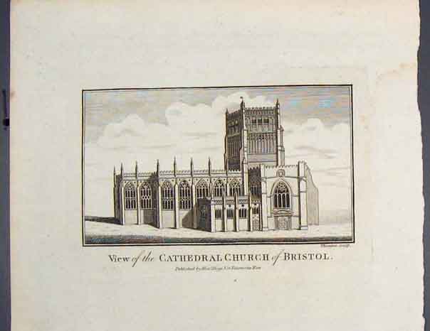 Original Old Antique Print Cathedral Church Bristol England Fine Art