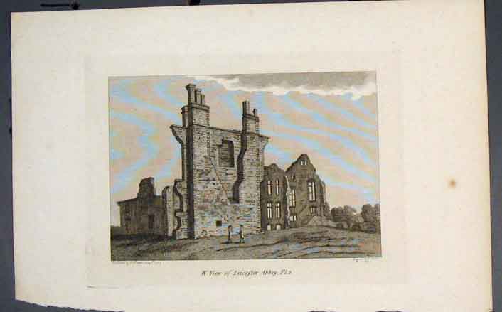 Original Old Antique Print Leicester Abbey PlateEngland Art