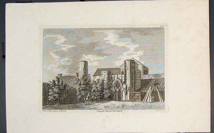Original Old Antique Print Hereford Herefordshire Fine Art