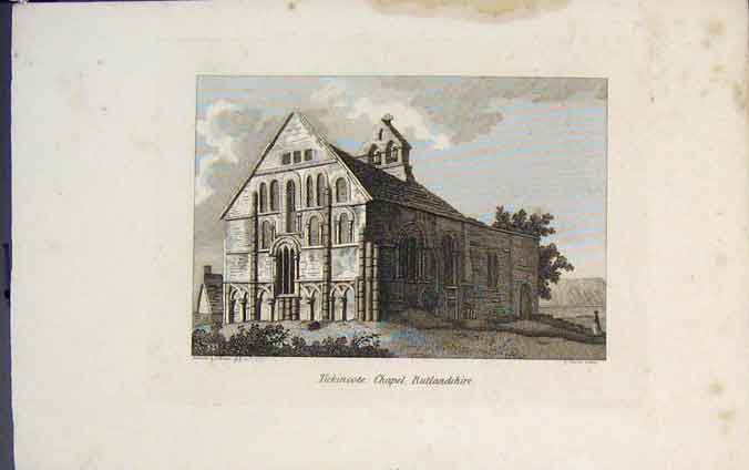 Original Old Antique Print Tickincote Chapel Rutlandshire Fine Art