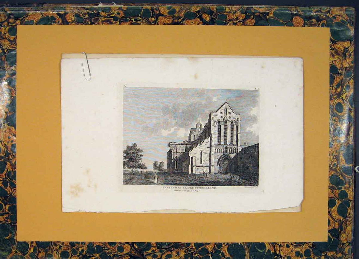 Original Old Antique Print Lanercost Priory Cumberland England Art