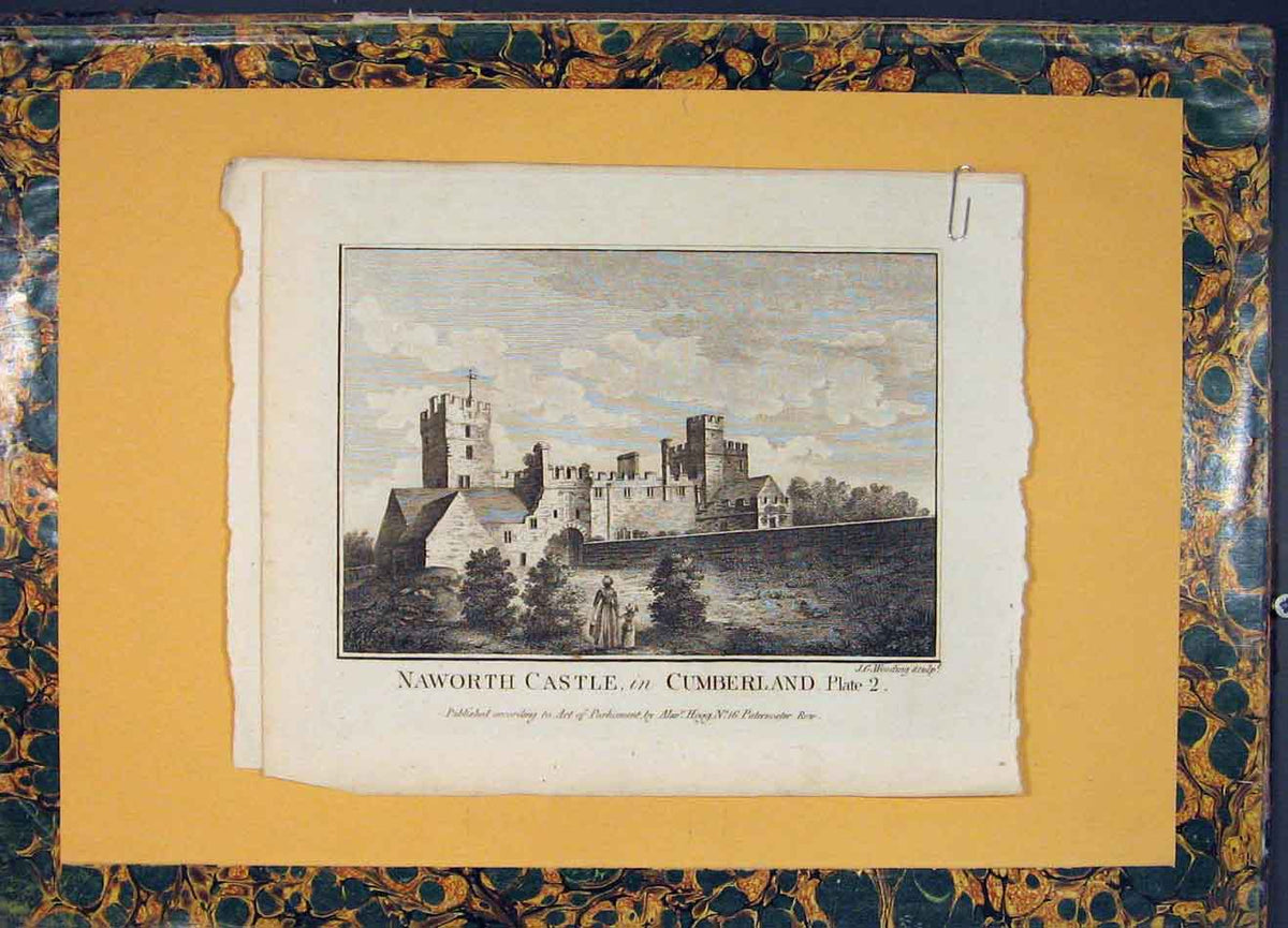 Original Old Antique Print Naworth Castle Cumberland Plate 1England