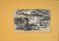 Original Old Antique Print Storm Sea Ship Boat Cutter Cliff Art C1880 Victorian