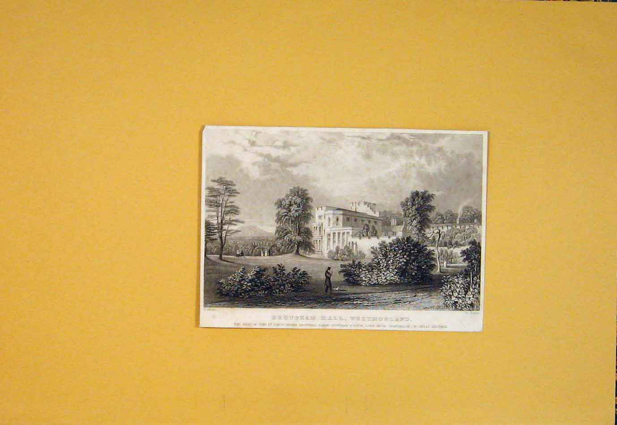 Original Old Antique Print Brougham Hall Westmoreland Fine Art