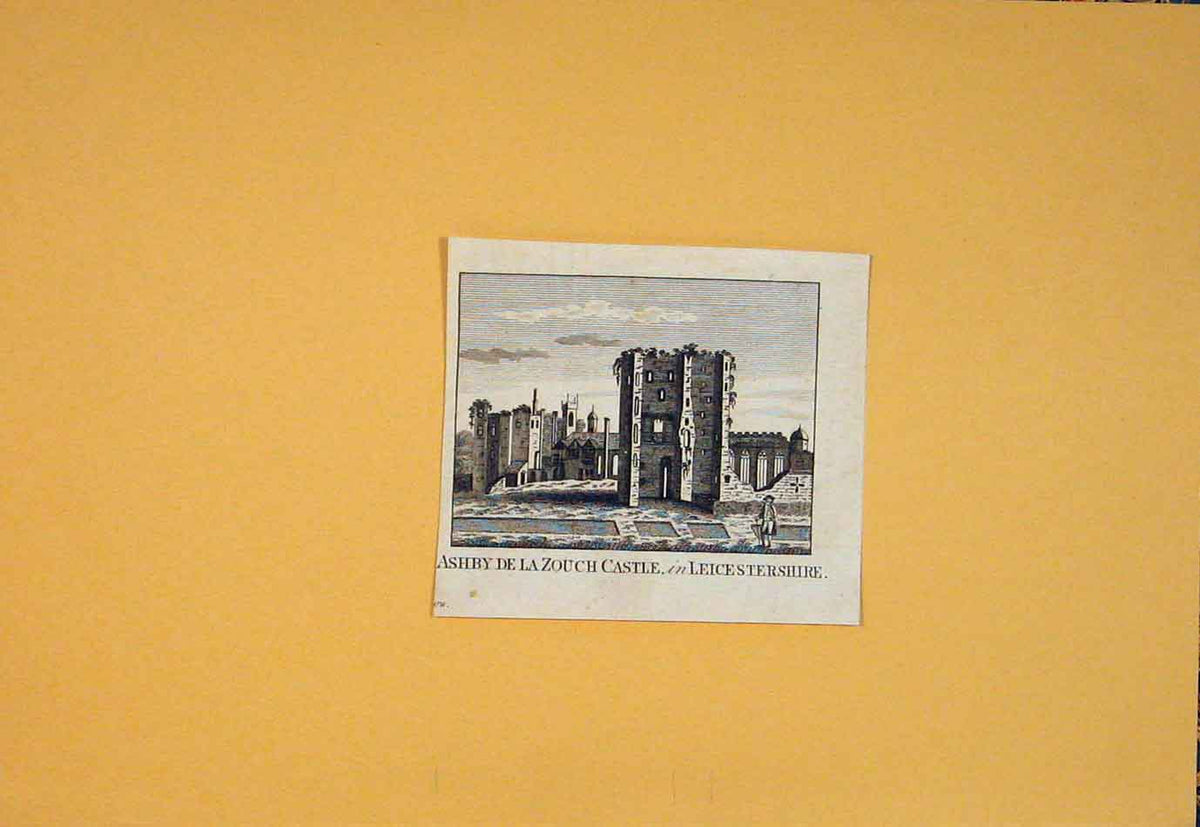 Original Old Antique Print Ashby De La Zouch Castle Leicestershire Art
