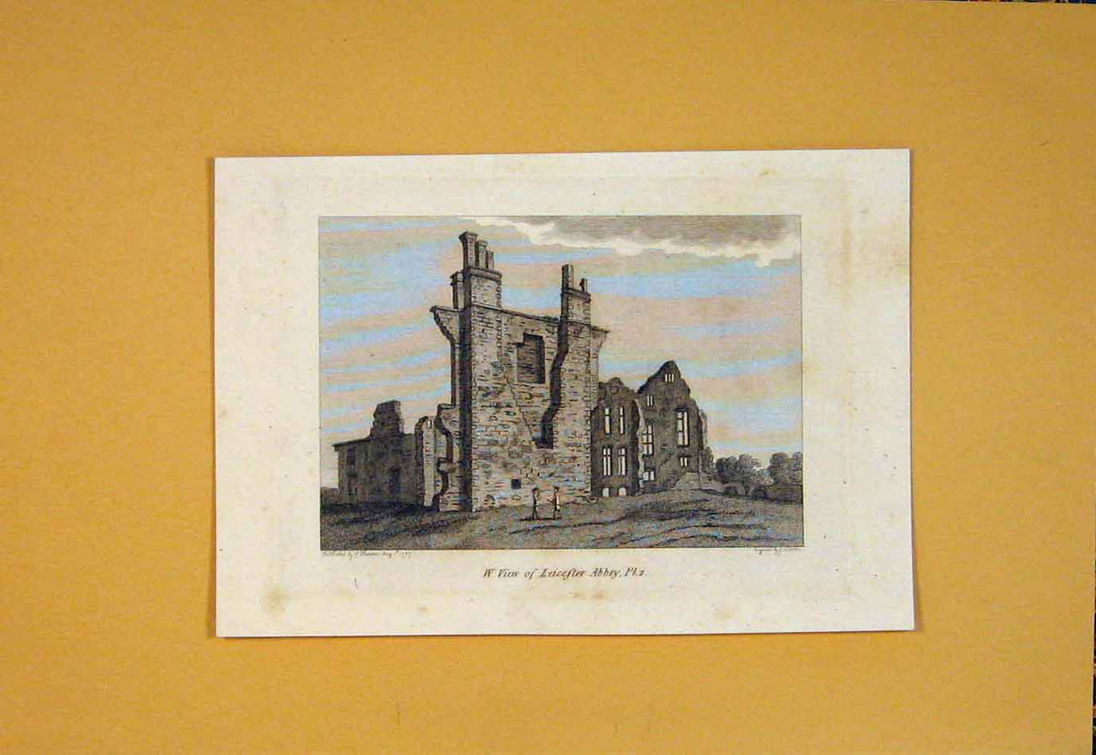 Original Old Antique Print Leicester Abbey England Fine Art 1865 19th