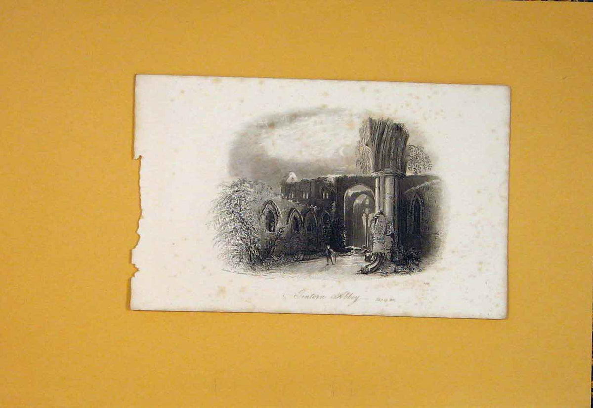 Original Old Antique Print Jintern Abbey Fine Art C1865 England 19th