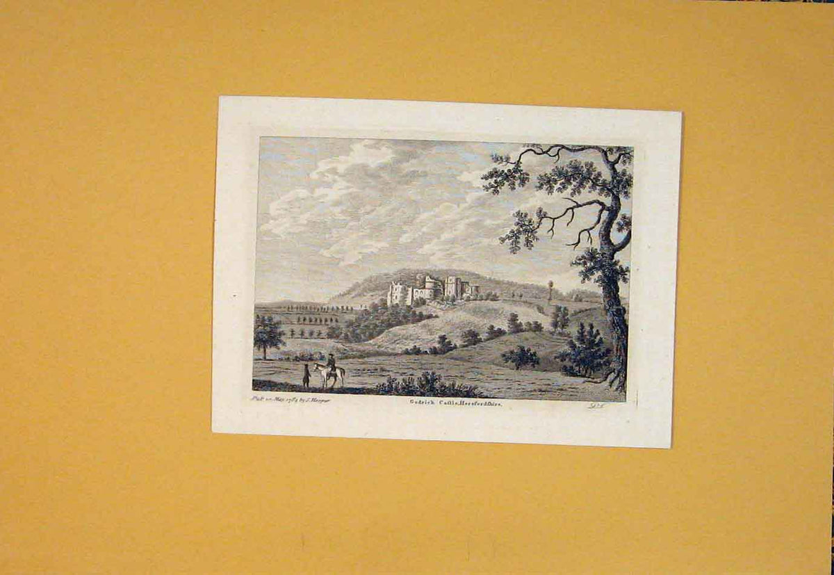 Original Old Antique Print Godrich Castle Herefordshire England