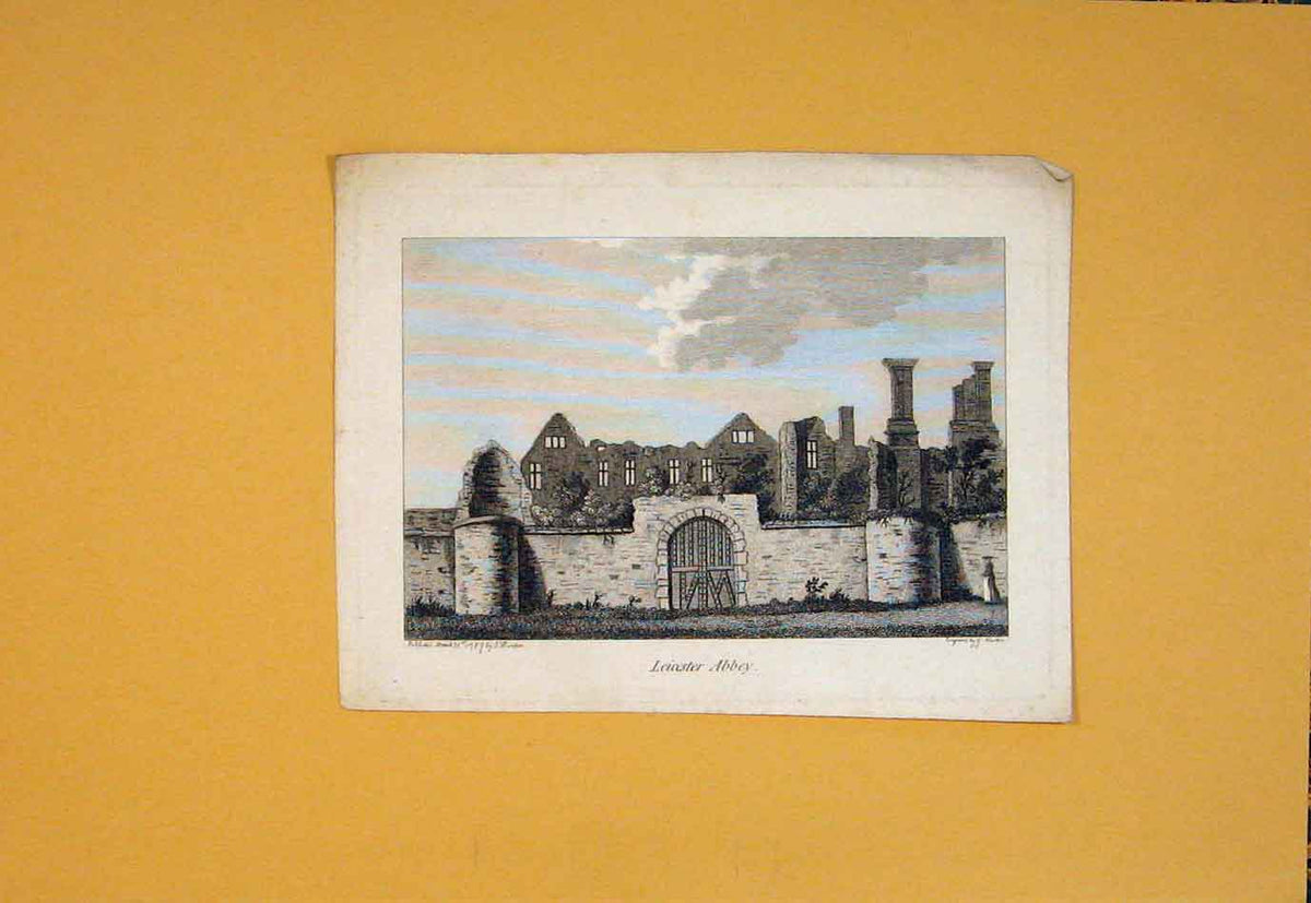 Original Old Antique Print Ref.54 Leicester Abbey England 1865