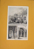 Original Old Antique Print Bristol Cathedral England Fine Art