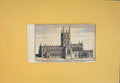 Original Old Antique Print Cathedral Church St Peter Glocester