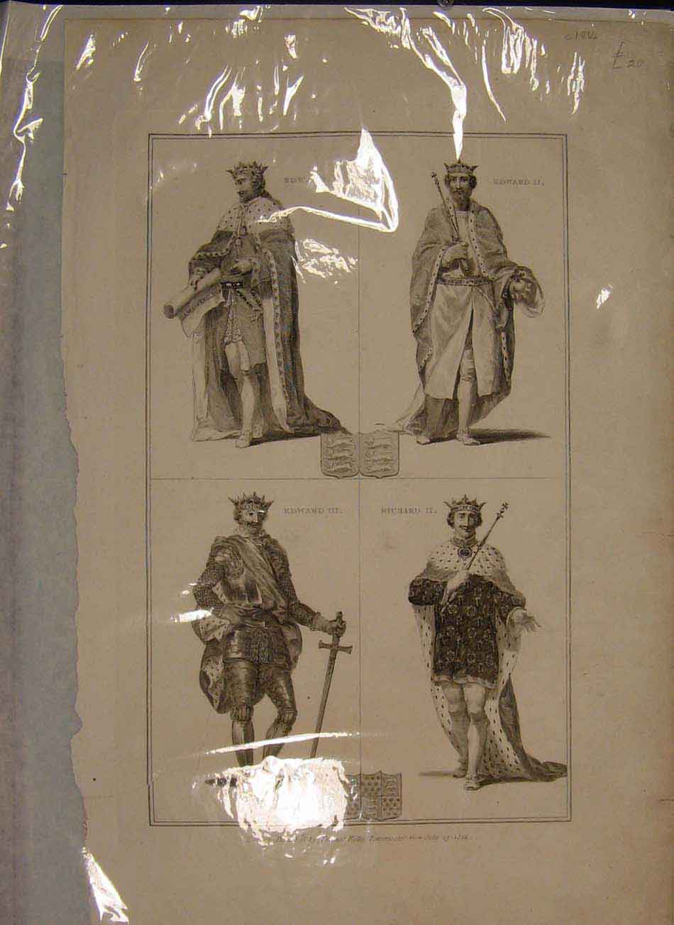 Original Old Antique Print Edward Richard Portrait Fine Art