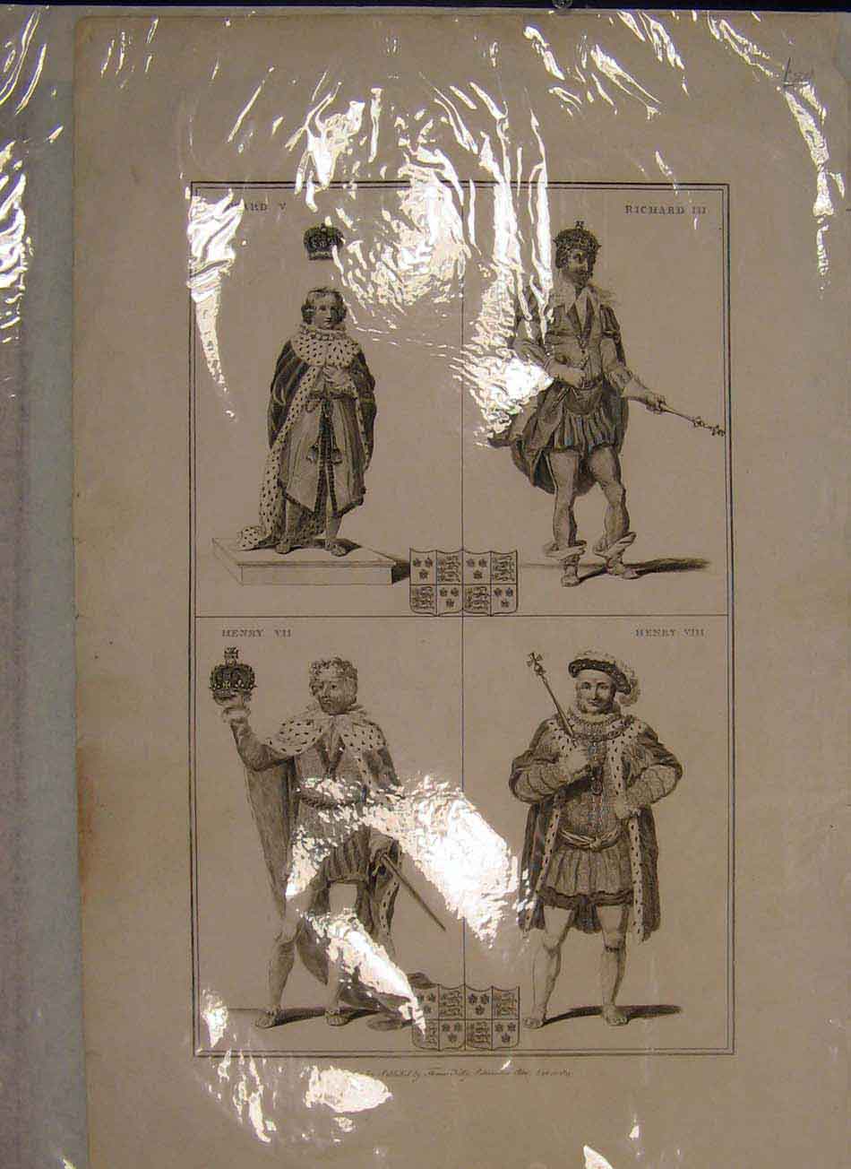 Original Old Antique Print Edward Richard Henry Royal Family C1814 19th Century