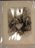 Original Old Antique Print Tyrol Baby Deer Buck Family Hunting