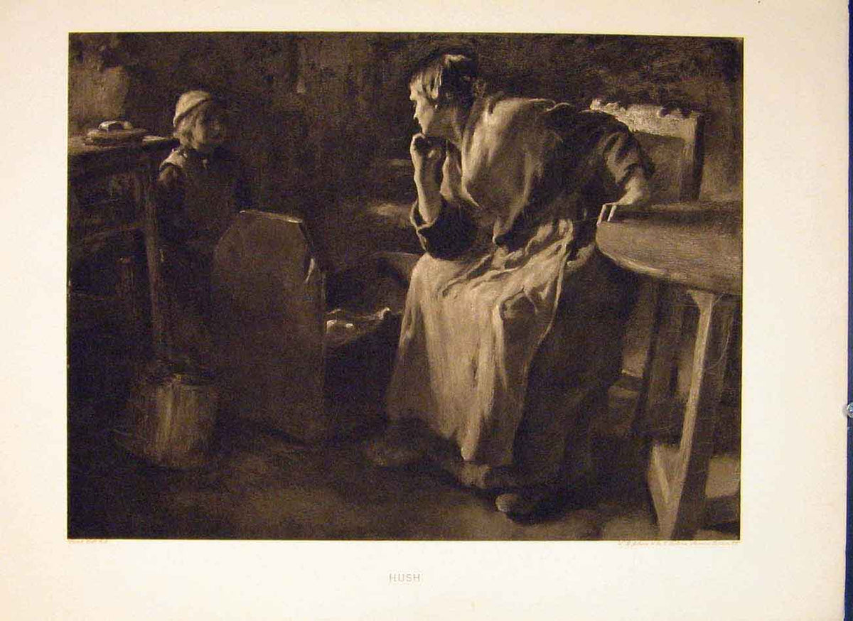 Original Old Antique Print Hush Hushed Quiet Solitude Fine Art