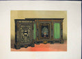 Original Old Antique Print Cabinet Cabinets Color Fine Art C1862 19th