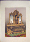 Original Old Antique Print Sideboard Furniture Color Desk C1862 19th